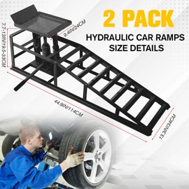 Car Truck Service Ramps- Heavy Duty Car High Lift Ramp with Anti-Slip Surface & Safety,Hydraulic Vehicle Lift Portable Truck Ramps for Oil Changes, Maintenance, and RV Leveling