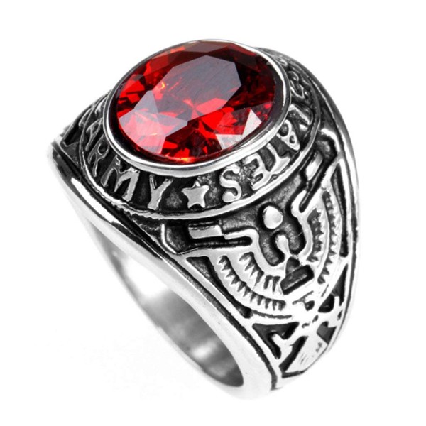 LAFATINA Military United States Army Ring Men's Stainless Steel Red