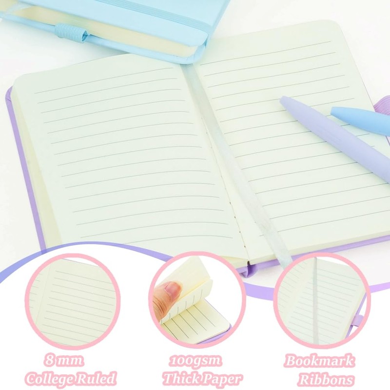 QUMENEY 6Pcs A6 Tasche Notizbücher Makrone Notizbuch