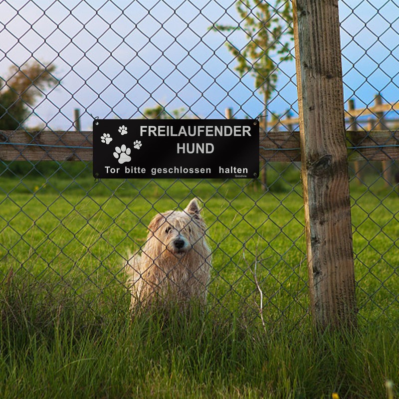 Goodvia Vorsicht Freilaufender Hund Sign, Gate Bitte Geschlossen halten, 25