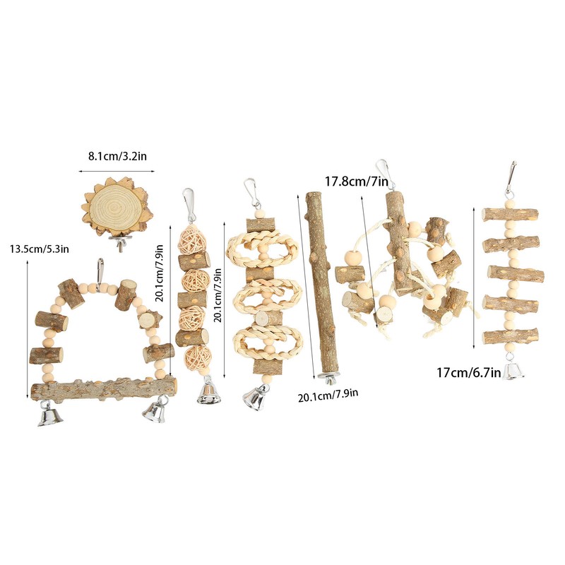 Bird Chewing Toys Hanging Natural Wood Parrot Swing Chewing Toys