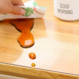 HoSwag 36"X48"Crystal PVC Table Cover Protector, Waterproof PVC Tablecloth, 1.5MM Thickened Rectangle Mat for Dinning, Desk, Coffee Table, Workbench, Dresser, TV-Stand, Counter