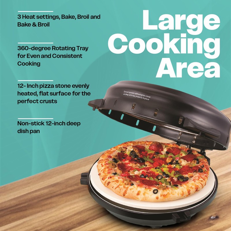Euro Cuisine PM600 Rotating Pizza Maker with 12 Inch Non-stick