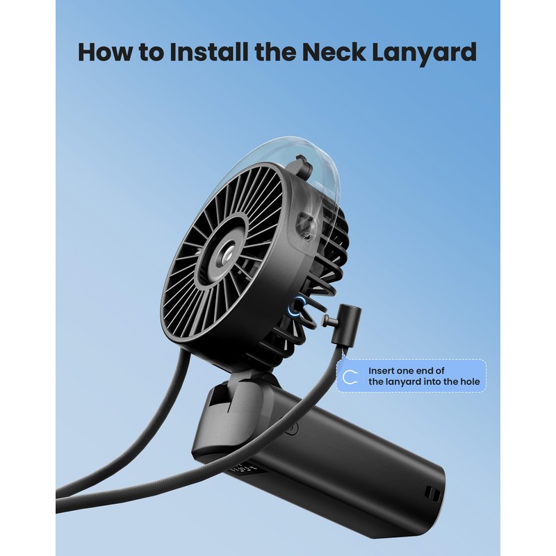 Gaiatop Portable Misting Fan, 180° Foldable Handheld, 3 Speeds USB