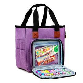 Horsande Wool Bag, Crochet Sets Storage Bag for Beginners, Handmade Bag for Yarn, Crochet Hooks and Knitting Accessories, Purple