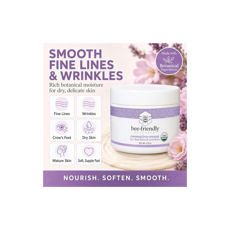 Face Moisturizer Organic Corrective Cream by BeeFriendly, USDA Certified Rich