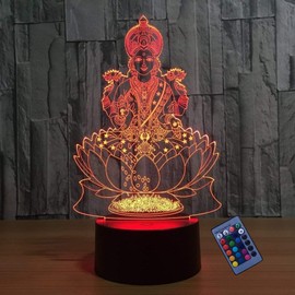 Optical Illusion 3D Buddha Statue Night Light 16 Colors Changing USB Power Remote Control Touch Switch Decor Lamp LED Table Desk Lamp Brithday Children Kids Christmas Xmas Gift