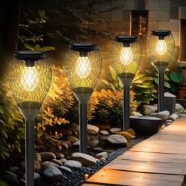 Dolucky 4 Pack Solar Lights Outdoor Waterproof, Solar Pathway Lights, Auto On/Off LED Solar Lights Landscape Lighting Decorative for Garden,Lawn,Yard, Walkway, Driveway.