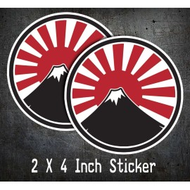 L1G JDM Mt Fuji Rising Sun Badge Vinyl Decal Fits Honda, Nissan, Toyota Japan Flag