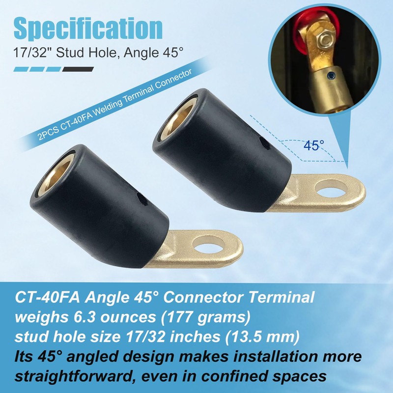 2PCS CT-40FA Welding Terminal Connector, Welding Lug Connector Adapter, for