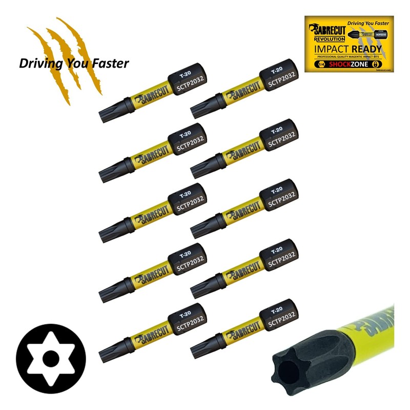 10 x SabreCut SCTP2032_10 32mm T20 TX20 Torx Tamper Proof