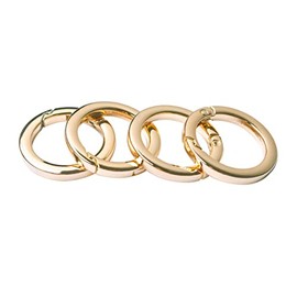 Bobeey 4pcs Round Carabiner Metal Spring Key Ring,Spring Snap Hooks Clip,Spring Keyring Buckle,Flat O ring for Purses BBC40-20-Light Gold