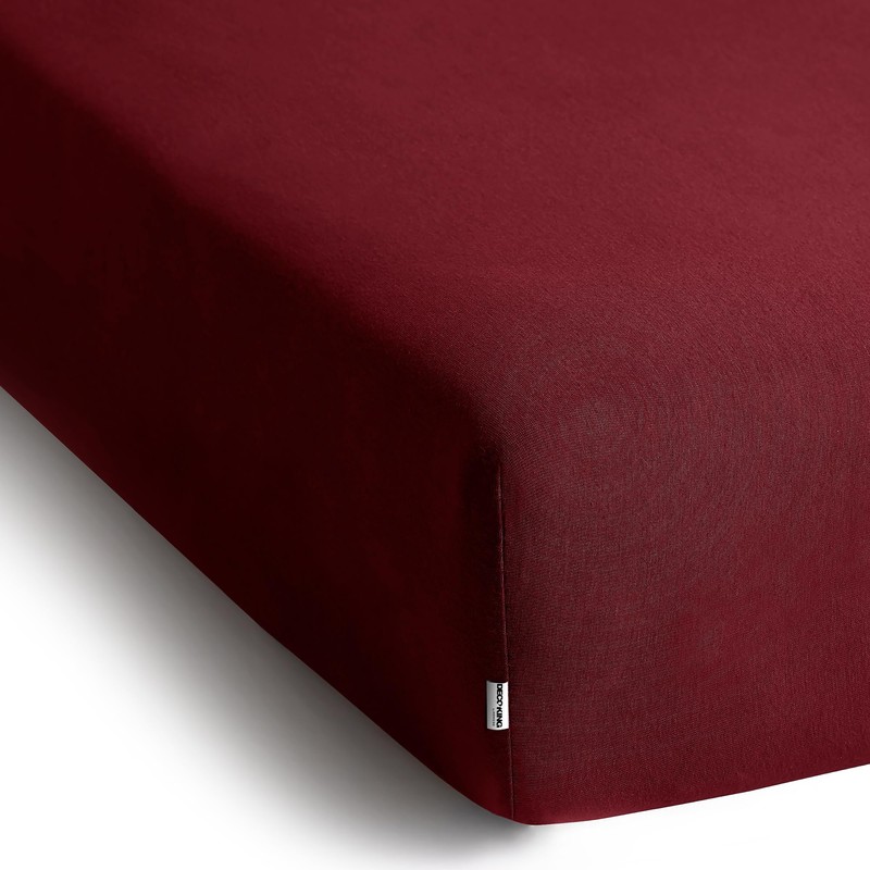 DecoKing Fitted Sheet Small Double Cotton Jersey Boxspring, Amber Collection,