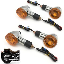 Universal 4Pcs Motorcycle Bullet Turn Signals Lights Compatible With Honda Suzuki Kawasaki Yamaha Harley Motorcycle Bobber Chopper Vintage Turn LampBulb