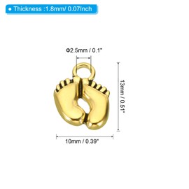 PATIKIL Footprint Charm, 50Pcs Mini Footprint Pendant Charm Bulk Vintage Metal Cute Designer DIY for Jewelry Making Bracelets Earrings Necklace Wedding Crafts, Dark Gold