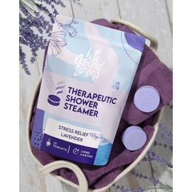 Lifearound2angels Therapeutic Shower Steamer 12 Pack Made in USA Stress Relief Lavender Shower Vapor Shower Bomb Tablets Self Care Relaxation Gifts for Women Spa Christmas Gifts Stocking Stuffer