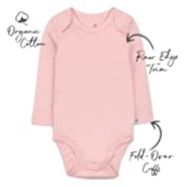 HonestBaby 5-Pack Organic Cotton Long Sleeve Bodysuits, Pink Sands, 24 Months