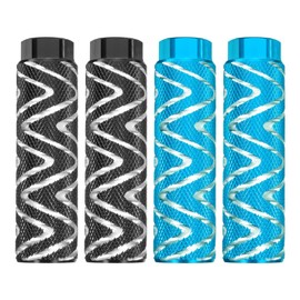 HARFINGTON 2 Pairs Bike Pegs Aluminum Alloy Rear Stunt Pegs Anti-Skid Foot Pedals Fit 3/8" Axles for Mountain Bike BMX, Black & Sky Blue