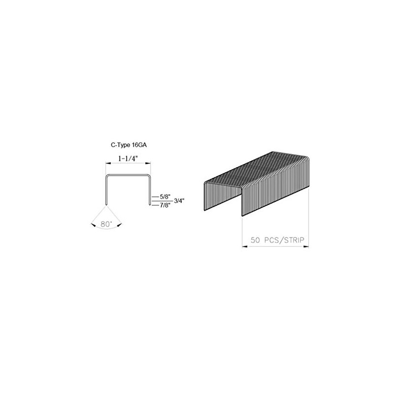 5/8" x 1-1/4" Crown C-Type Carton Closing Staples 2,000ct