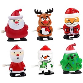 SUPVOX 6pcs Christmas Wind Up Santa Portable Creative for Parties Safe Clockwork Fun for Boys Xmas Stocking Stuffers Goody Bag Fillers