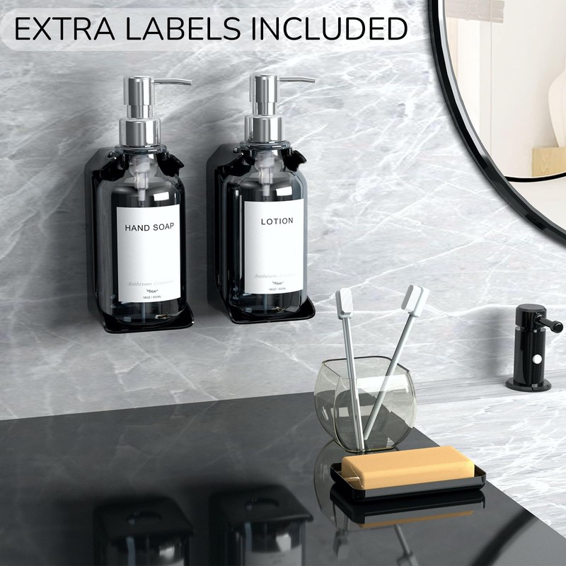 Stylish Shampoo and Conditioner Dispenser Wall Mount Set of 3