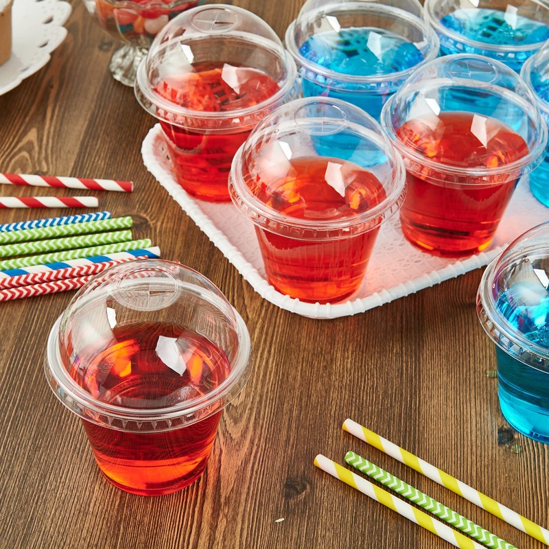 Lilymicky 200 PACK 9 oz Clear Plastic Cups With Dome