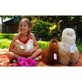 Real Alpaka Natural Fur Toy – 9 inch. Soft and Cuddly Handcrafted Llama Stuffed Animal. (9 inches, Beige & White)