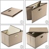 PRANDOM Large Collapsible Storage Bins with Lids [3-Pack] Jute Fabric