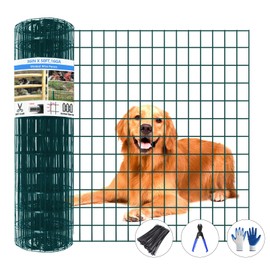 GILPWA Welded Wire Fence, 50ft(L) x 36inch(H) PVC Coated Wire Fencing for Dog, 2 Inch x 3 Inch 16GA Fencing for Chicken, Anti-Rust Roll Metal Wire Mesh Fence for Yard Vegetable, Green