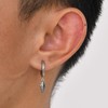 Rockyu Men's Stainless Steel Hoop Earrings for One Ear, Rhombus