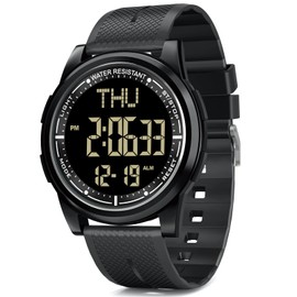 WIFORT Digital Men's Women's Watches 5 ATM Waterproof Sports Watch with Alarm Clock Stopwatch Countdown Dual Time Zone Ultra Thin Wide Angle Display Digital Watch for Boys Girls, Metal black, Sporty