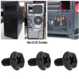 Create idea Pack of 100 Serrated Hex Screws 6/32 Screws Motherboard Mounting Screws 6/32 Hard Drive PC Case Screws Computer Accessories Black