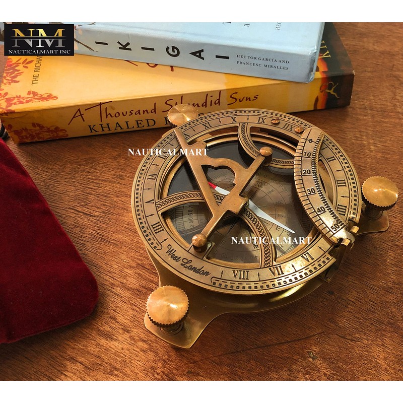 NAUTICALMART Antique Sundial Brass Marine Compass - Wedding Return Gift