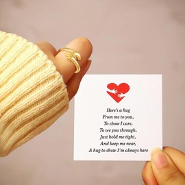 RINHOO FRIENDSHIP Hug Rings for Women Silver Hugging Hands Ring Adjustable 14K Gold Plated Daughter Rings from Mom Jewelry for Couples (I love you forever（Gold）)