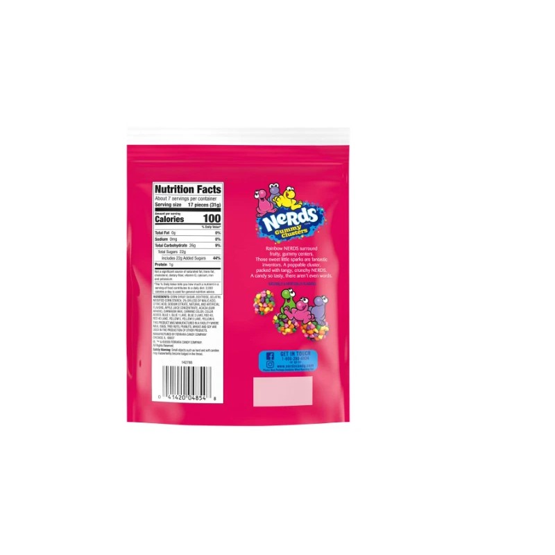 Rainbow Nerds Gummy Clusters Candy, Rainbow, Resealable 8 Ounce Bag