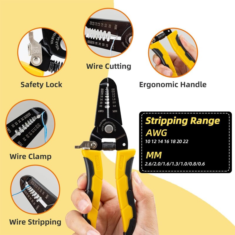 1 Pcs Wire Stripper,Wire Strippers Electrical,Cable Stripper,DIY Enthusiasts,Professional Insulated Wire