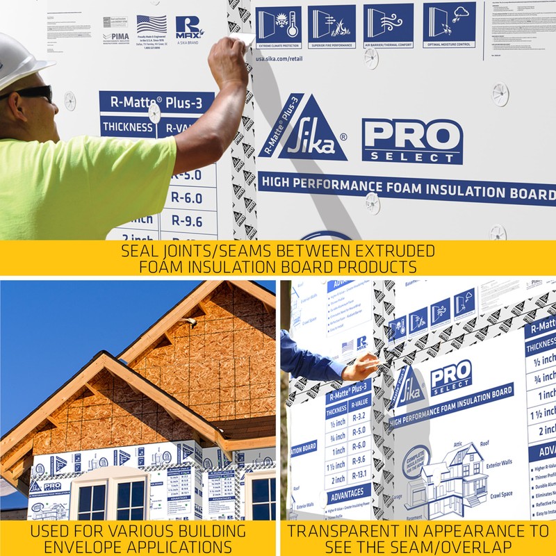 SIKA SikaSeal-148 Insulation Seam Tape - Clear, Multipurpose, Hand-Tearable Acrylic