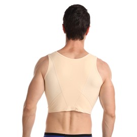 BaronHong Men's Body Shaper Chest Binder Flat Compression 3 Rows Clasp Bust Corset Vests(Skintone,L)