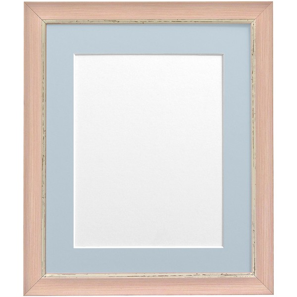 FRAMES BY POST Nordic Distressed Pink Photo Frame with Blue Mount 9"x7" Pic Size 7"x5\
