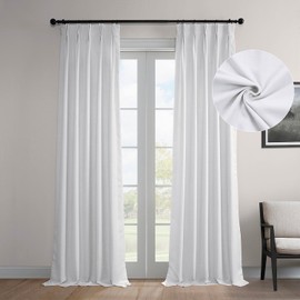 HPD Half Price Drapes Room Darkening Curtains Heathered Italian Woolen Weave French Pleated Curtains for Living Room (1 Panel), 25 X 96, Snow White