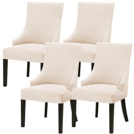 FUANGUI Wingback Dining Chair Cover, Stretch Soft Wingback Side Chair Slipcover Accent Chair Cover Arm Chair Furniture Protector Washable for Dining Living Room Pet Home(Off-White, 4PCS)