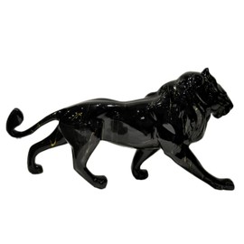 Gaklivdi Running Lion Statue Home Décor Large Colorful Black Animal Figurine Table Top Abstract Sclupture for Home, Living Room, Office