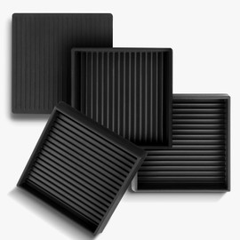 xxxHOLIC Heavy Duty Non Slip Furniture Pads – 3”x 3” Black Square (Set of 4) – Thick 0.2” Natural Rubber Grippers – No Adhesive Furniture Leg Stoppers for Hardwood Floors, Couch & Bed Anti Slide Cups