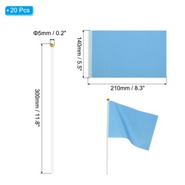 PATIKIL Mini Blank Flags，20 Pcs Light Blue Small Sublimation Colored Flags to Decorate for Card Game Birthday Yard Lawn Ground Marking Sport Golf Party Graduation Irrigation, 11.8"x8.3"