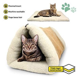 Cosy 2 In 1 Warm Igloo Bed For Pet Cat/Kitten Dog/Puppy Plush Cave/House/Mat/Snug