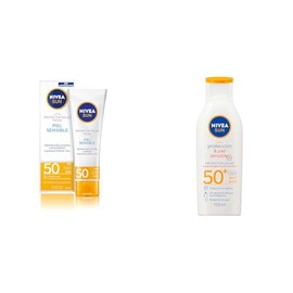 NIVEA. Protector Solar Facial FPS50 para Piel Sensible 50 ml  NIVEA SUN Protector Solar Corporal FPS50 Protect  Sensitive 125 ml                      