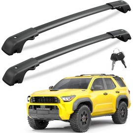 KINGGERI Lockable 220LBS Roof Rack Cross Bars Compatible with Toyota 4Runner 2025 with Raised Side Rails, Aluminum Roof Rails Crossbars Rooftop Cargo Basket Carrier Bag Luggage Rails SUV Accessories