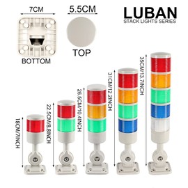 Luban Signal Tower Stack Lights - Industrial Warning Lamp, 4-Layer Andon Tower with Rotatable Base, Steady/Flashing Light Switchable, 110V/220V AC