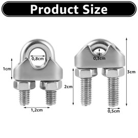 MIVIDE Rope Clamps Pack of 30, Wire Rope Clamps M6, Rope Clamps 6 mm Stainless Steel 304, M6 Bow Rope Clamp Stainless Steel U Bolts, Wire Rope Clamp Stainless Steel for Steel Cable Steel Wire Steel