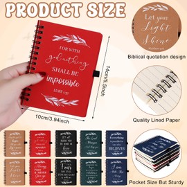 20 Pcs Christian Gifts Notebooks Bible Verse Spiral Notebook and Bible Ballpoint Pen Prayer Journal Religious Inspirational Notebook Scripture Notepad for Men Women Sunday School Church Visitor